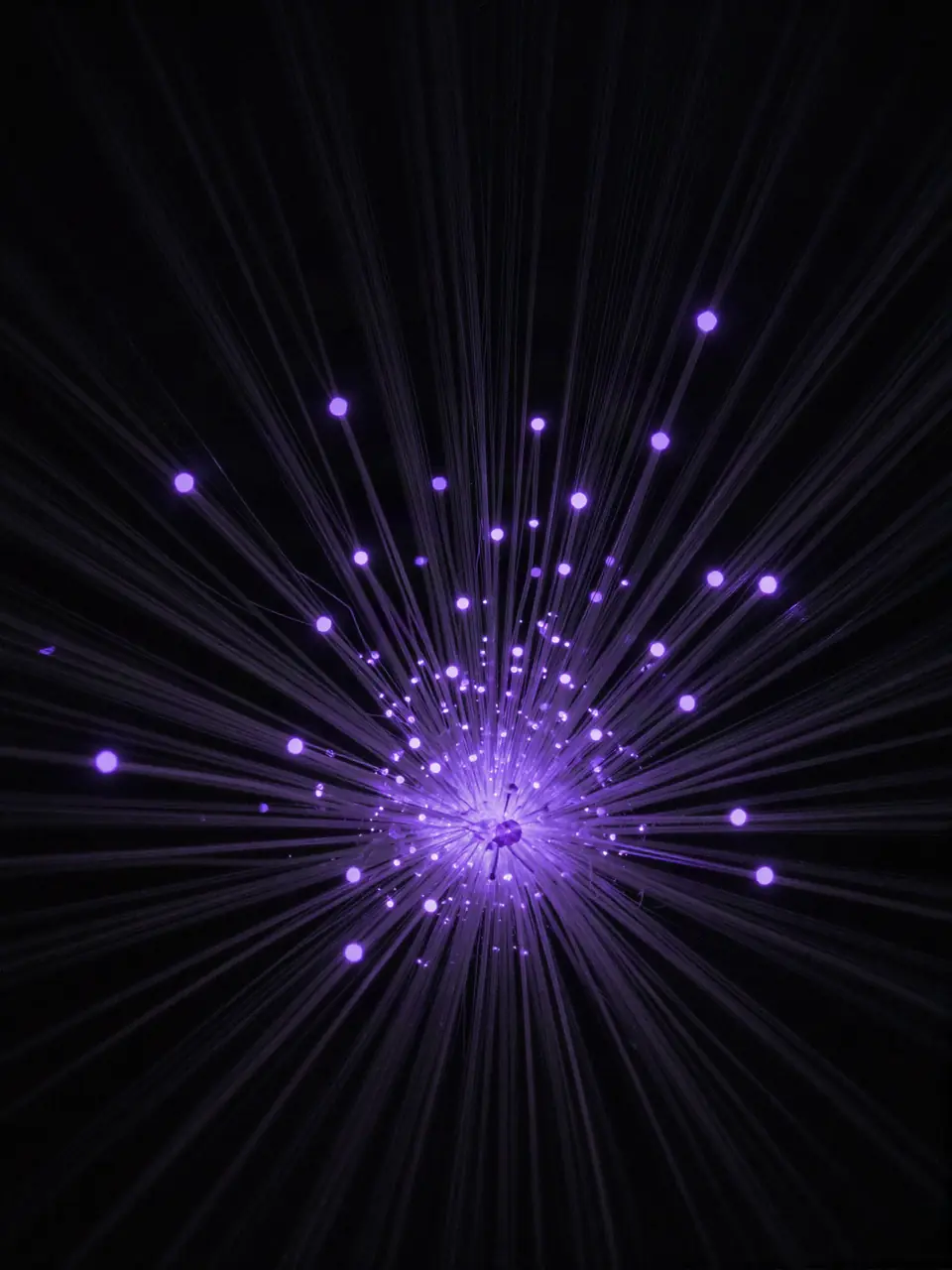 A burst of violet fibre-optic strands branching out from one centre